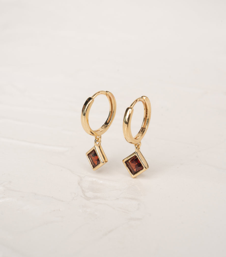 CELEST Drop Earrings - Red Garnet